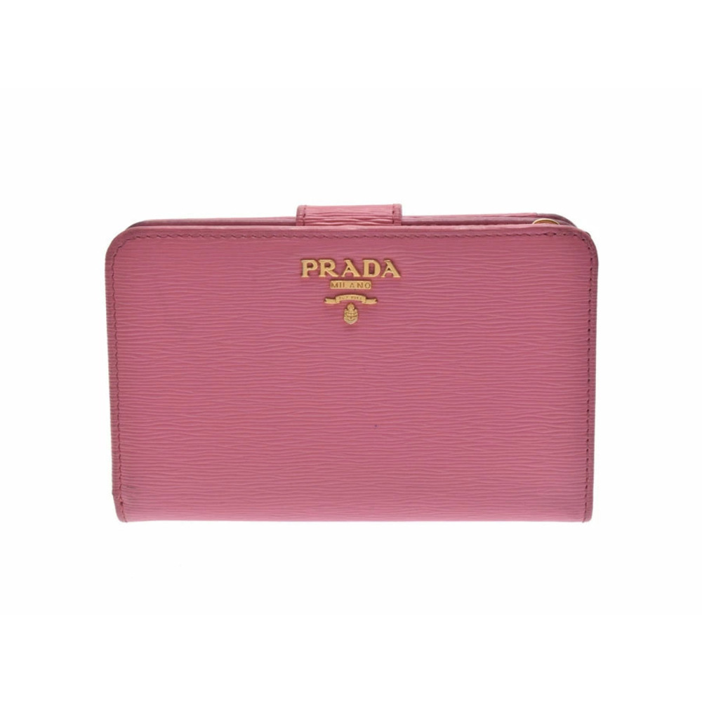 Prada bi fold wallet calfskin pink card